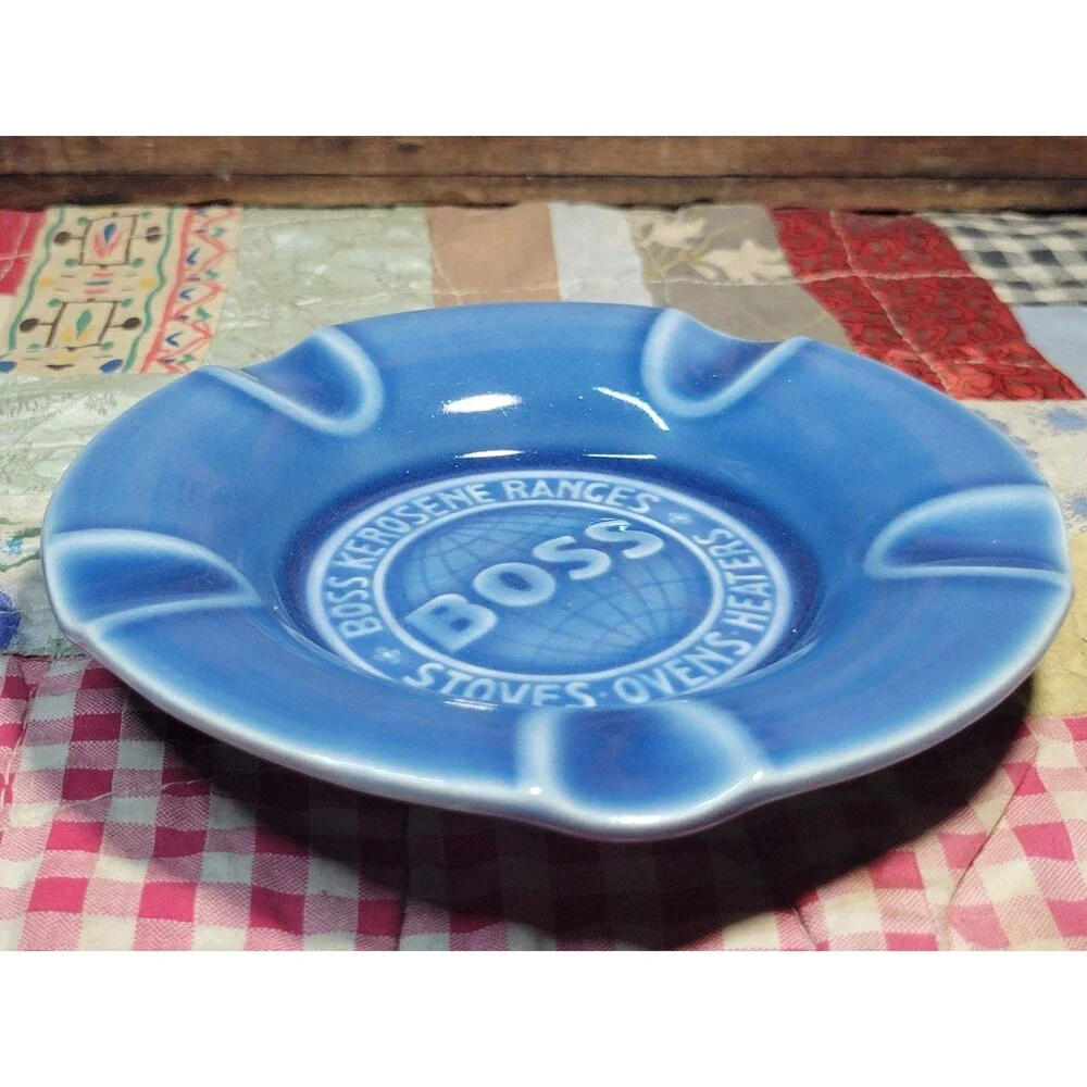 Blue Rookwood Pottery Advertising Ashtray Boss Kerosene Ranges